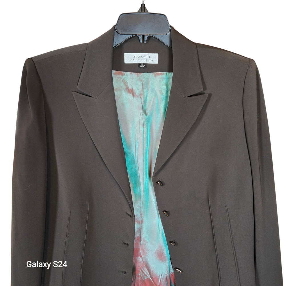 Tahari Arthur S. Levine Brown Blazer Size 14 Office Career Jacket - Picture 3 of 8